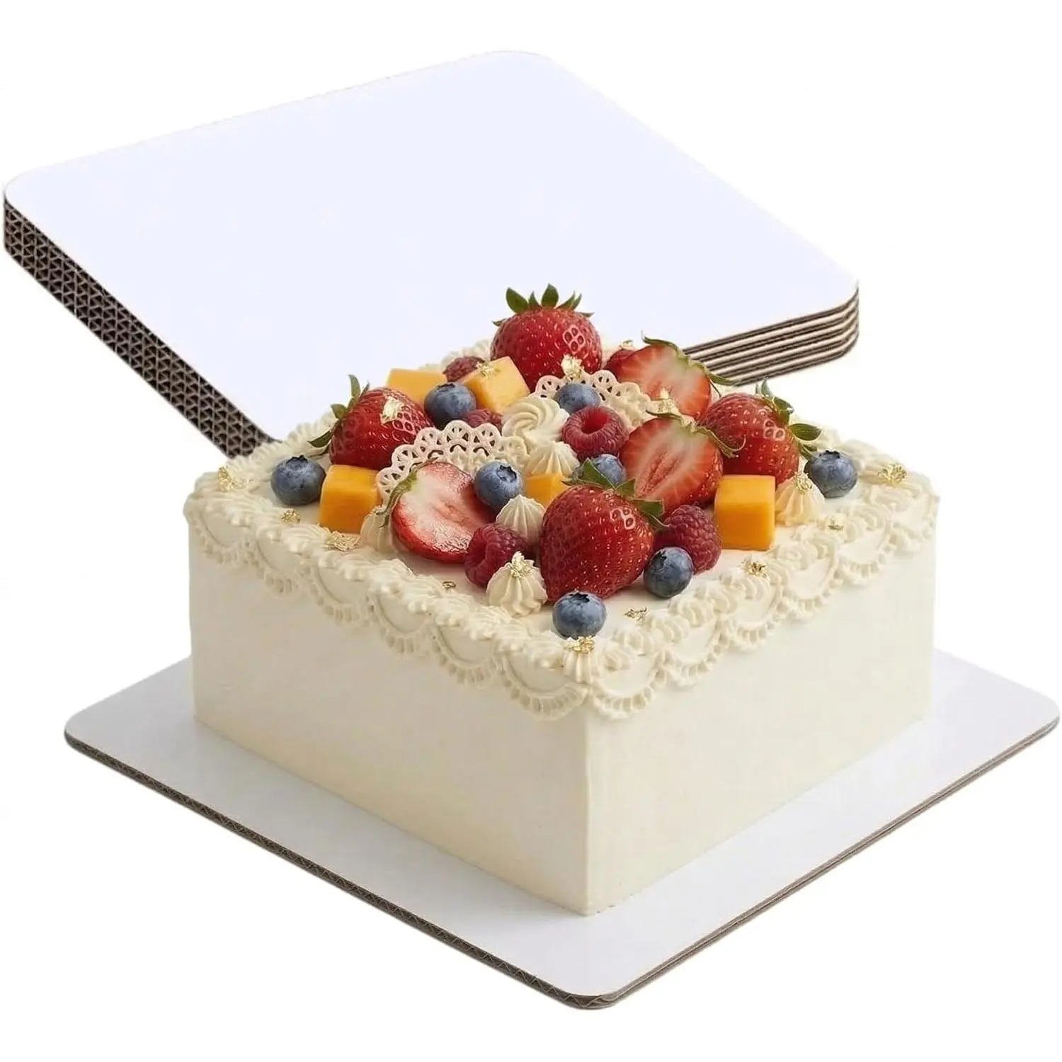 5 count Square Cake Boards,11.8 x 11.8 Inch White Greaseproof Cardboard | -resistant disposable bases support cakes and pastries for bakeries, catering, parties and dessert delivery