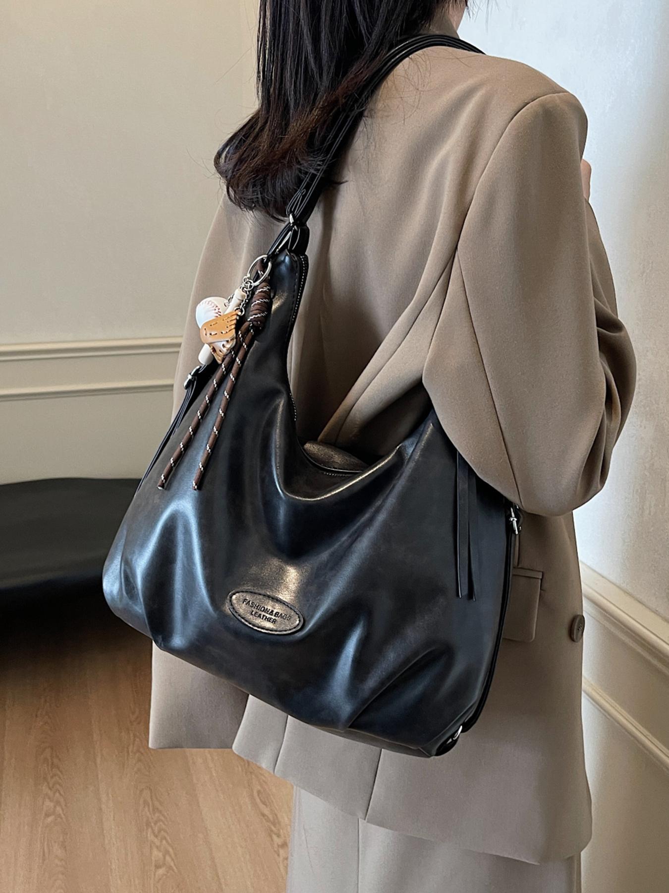 Large Capacity Tote Bag, Retro Casual Fashionable One-shoulder Crossbody Bag for College Students, Suitable for Short Trips, Elegant Commuter Bag