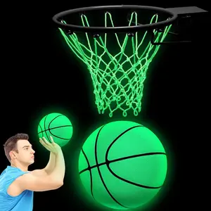 3-piece glowing basketball set, including a size 7 glowing basketball, luminous net, and a hoop with a pump, suitable for sports gifts, sports prizes, and back-to-school presents