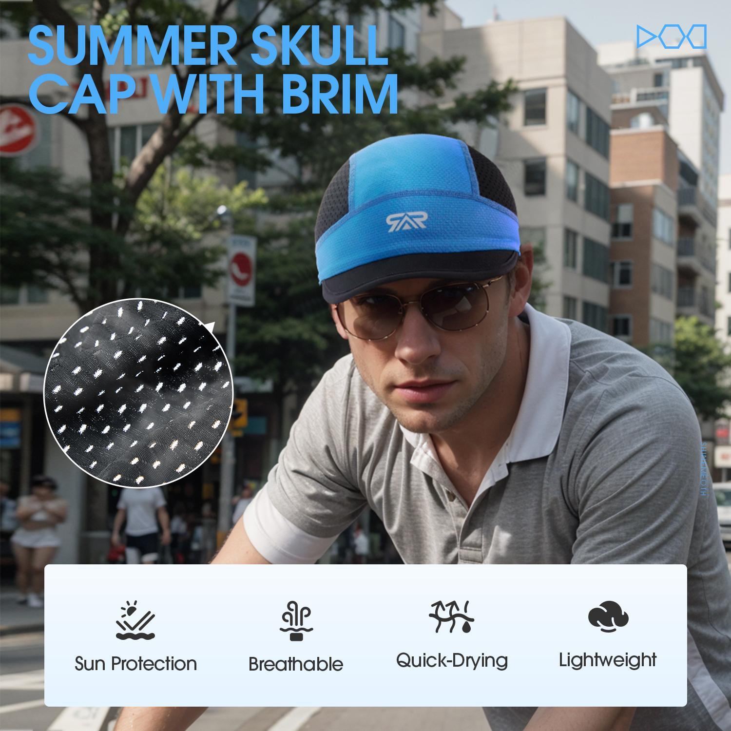 Breathable Sweat-wicking Cycling Running Baseball Hat, Quick Drying Hat, 1 Count Short Brim Cooling Helmet Liner Skull Cap, Cycling Running Baseball Hat for Men & Women, Workout Hat, Sports Cap