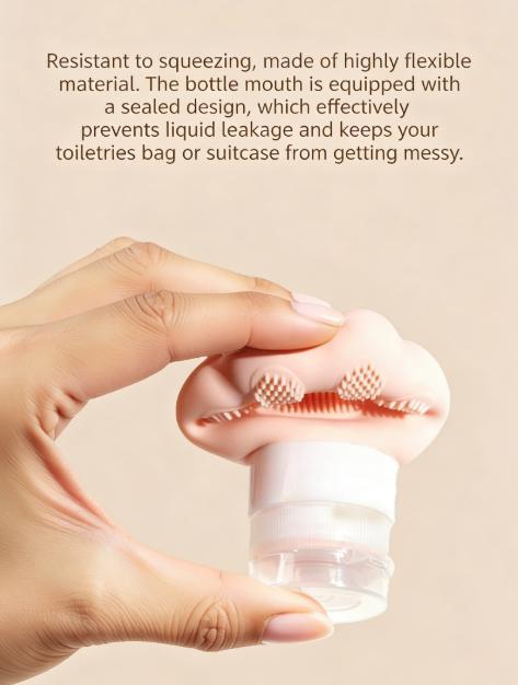 Travel Silicone Refillable Bottles, Portable Leak-Proof Containers for Shampoo, Conditioner and Body Wash