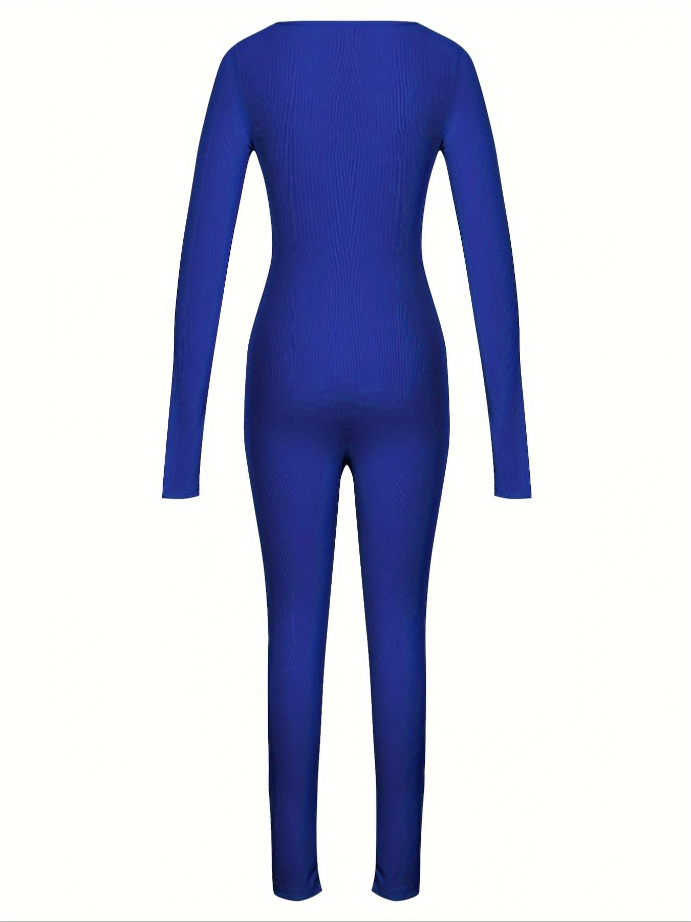 Women's Ribbed Thumb Hole Design Lounge Body Shaping Jumpsuit, Slim-Fitting Home Wear for All Seasons, Women's Loungewear Footed Jumpsuit