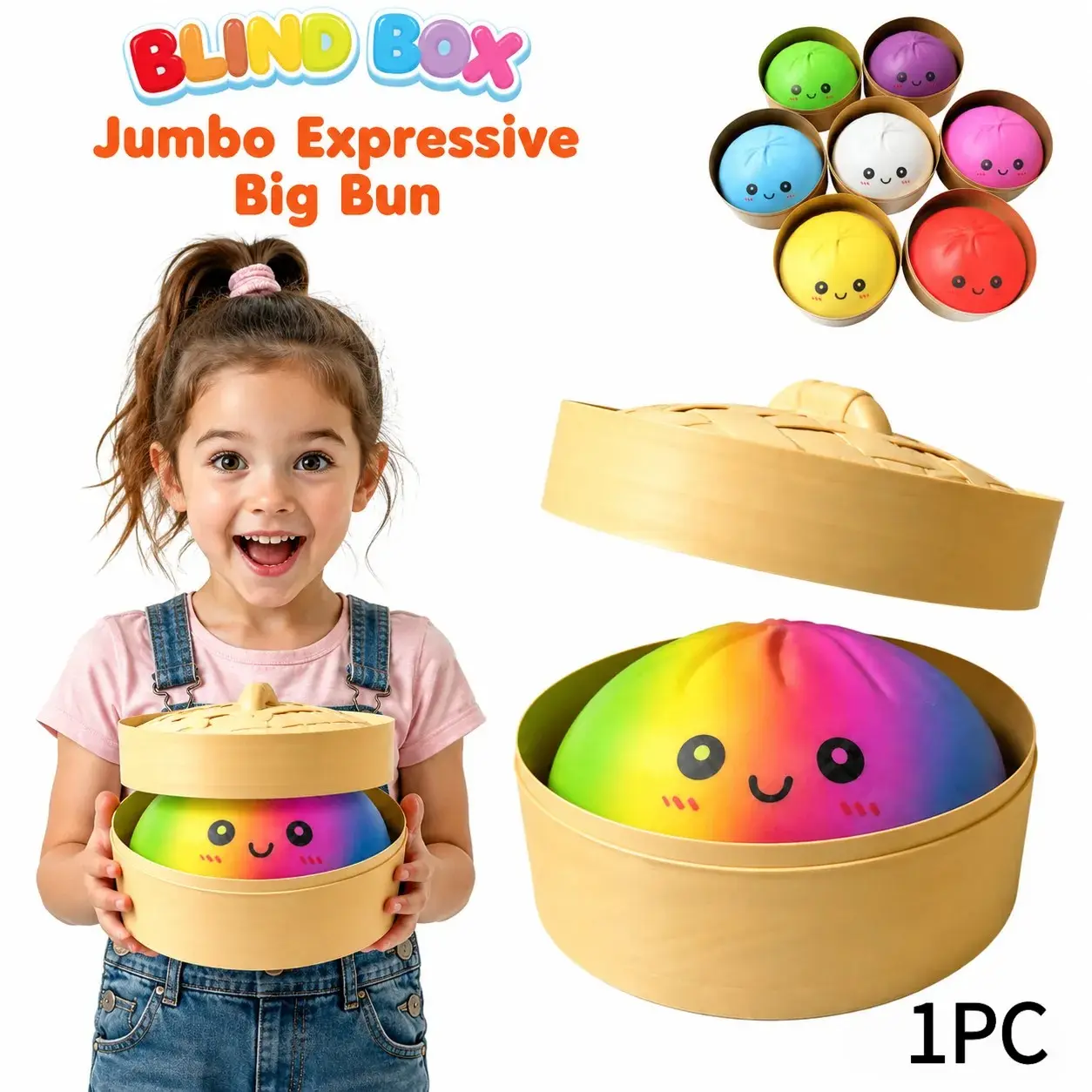 Expressive Big Dumpling Blind Box, Soft TPR Bun Fidget Toy, Stress Relief Unboxing Surprise, Random Collectible Styles, Perfect Valentine Easter Swap Gifts for Children