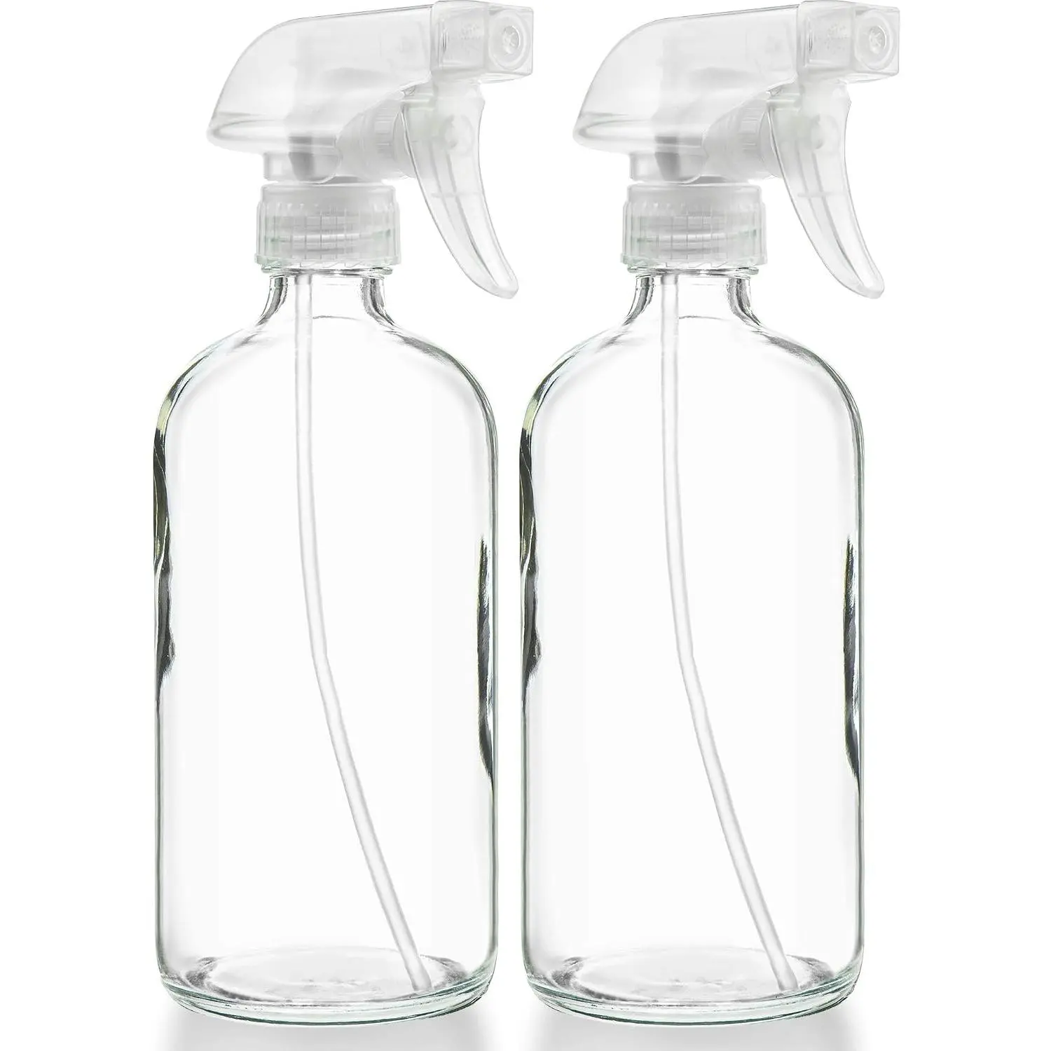 ® Empty Clear Glass  Bottles - Refillable 16 oz Containers for Essential Oils, Cleaning Products, , Misting , or Cooking - Sprayer with Mist and Stream - 2 Pack