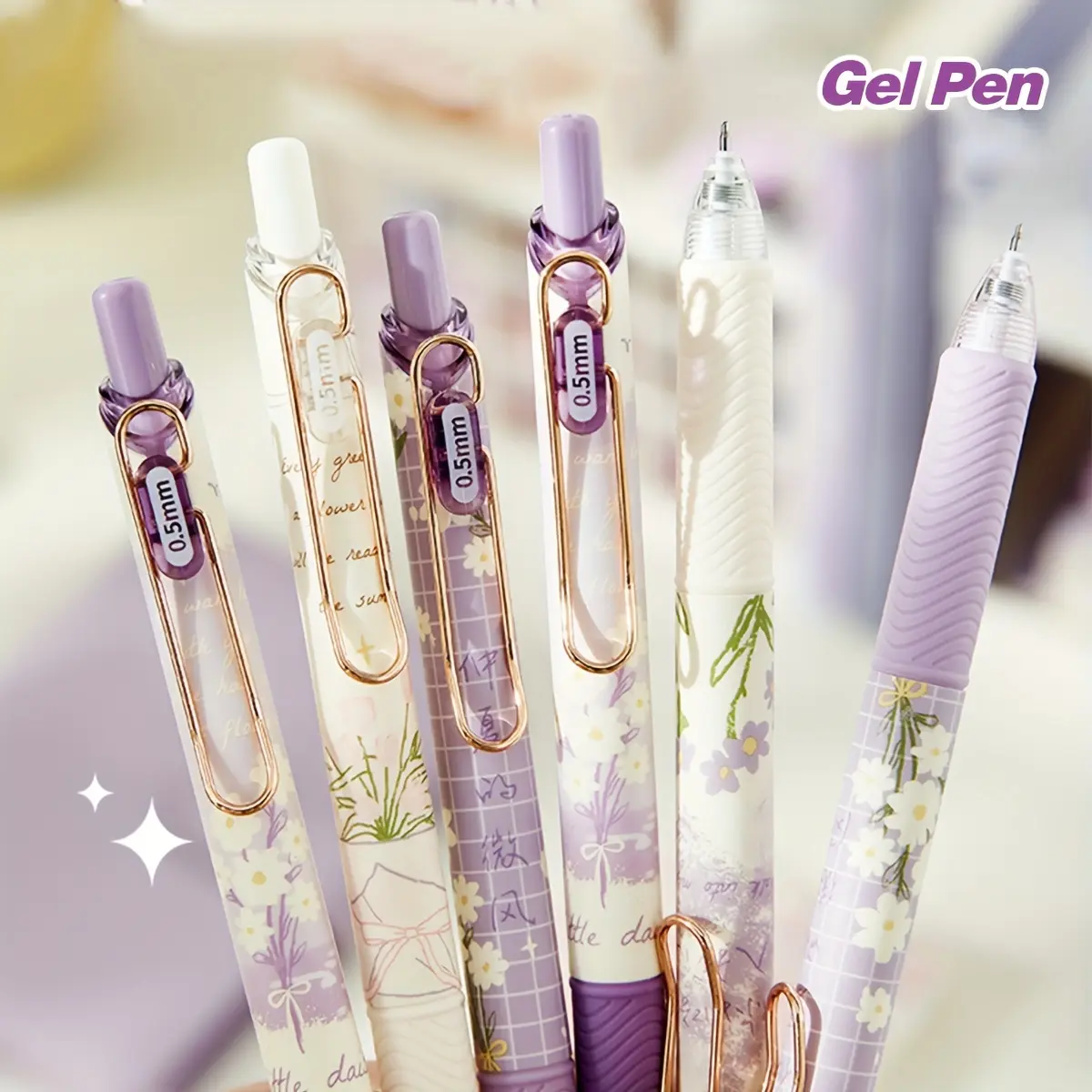 4-Pack Retro Rose Retractable Ball Pens - Fluent Writing, Medium Nib, Black Ink, Ergonomic Design, Kawaii Stationery Essentials for School, Office and Everyday Use - Perfect for
