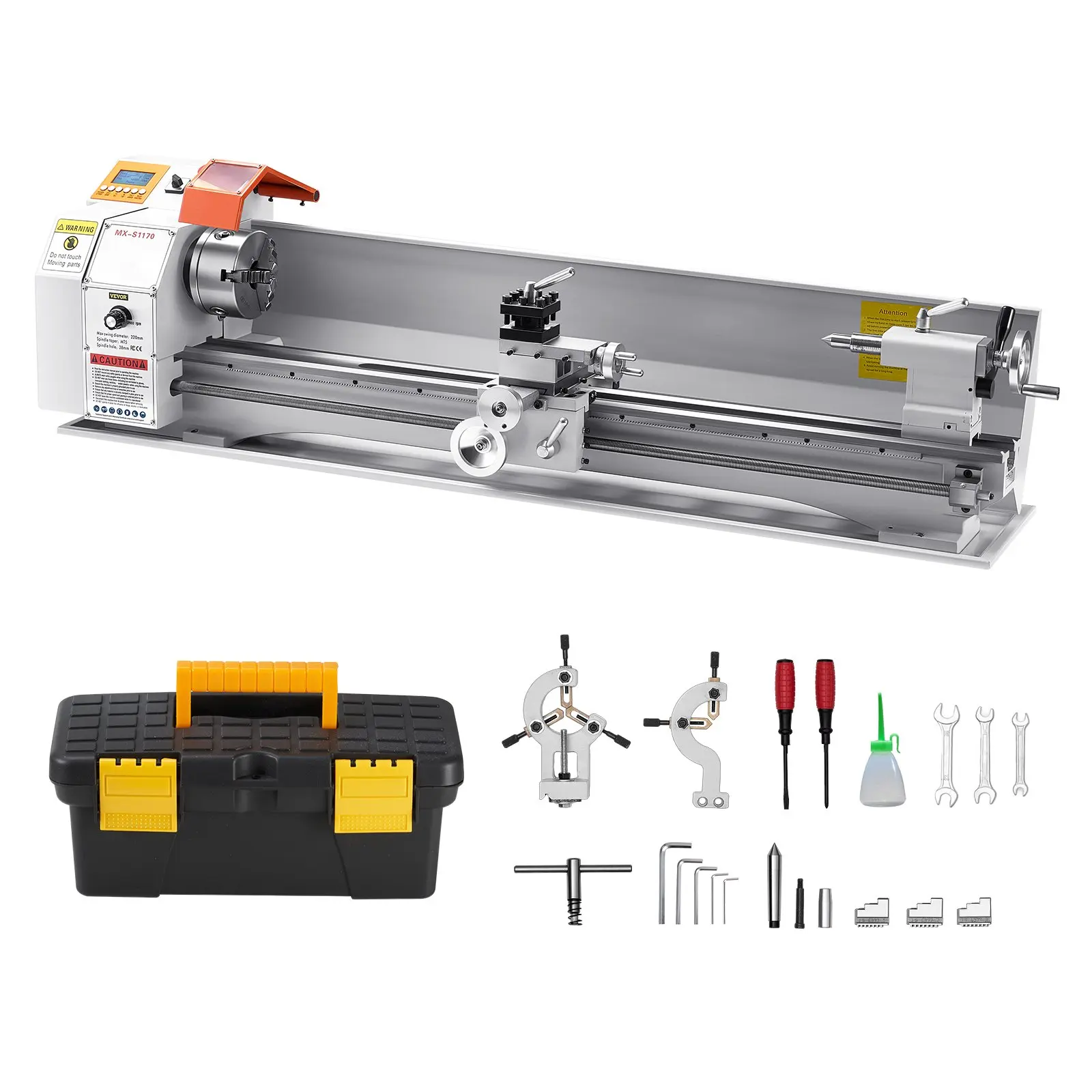 VEVOR Metal Body Precision Lathe Machine, 8.7x39 inches, 1250W Brushless Motor, 0-2500 RPM Variable Speed, Automatic Feed Bench Power Lathe for Processing Precision Parts, Soft Metals, Wood, Plastics