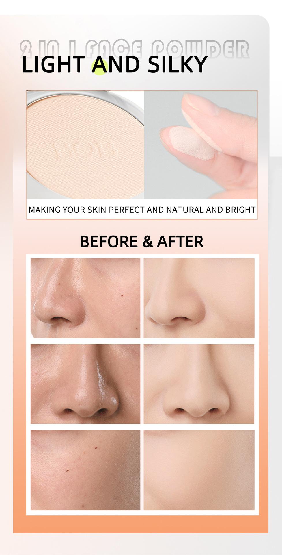 2-in-1 Matte Pressed Powder – Oil Control, Long-Lasting & Full Coverage| Wet & Dry Use, Setting & Touch-Up, Brightening Smooth Finish