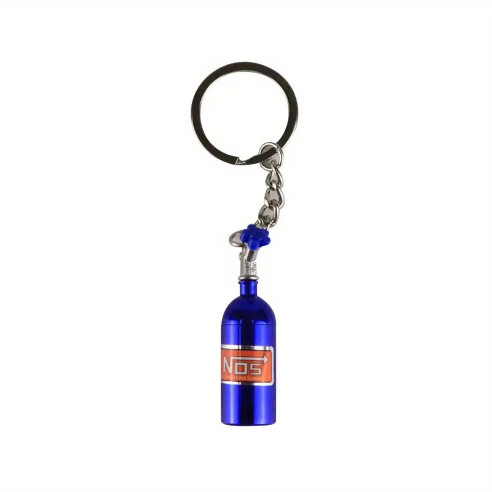 1pc Non-Toxic Durable Plastic Stable Simulated Nitrogen Cylinder Keychain - Smooth Beveled Edges, Red/Blue Mini Fuel-Bottle Charm, Flat Plane Sticker Hanging Home Decor, Car Accessory for Car Lovers, Daily/Anniversary Accessory