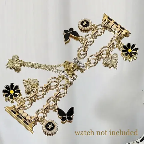 Elegant Women's Alloy Floral Jewelry Buckle Strap for Apple Watch Series 1-10, Ultra 1/2 Se, Perfect Gift for Parties & Daily Wear (Band Only)