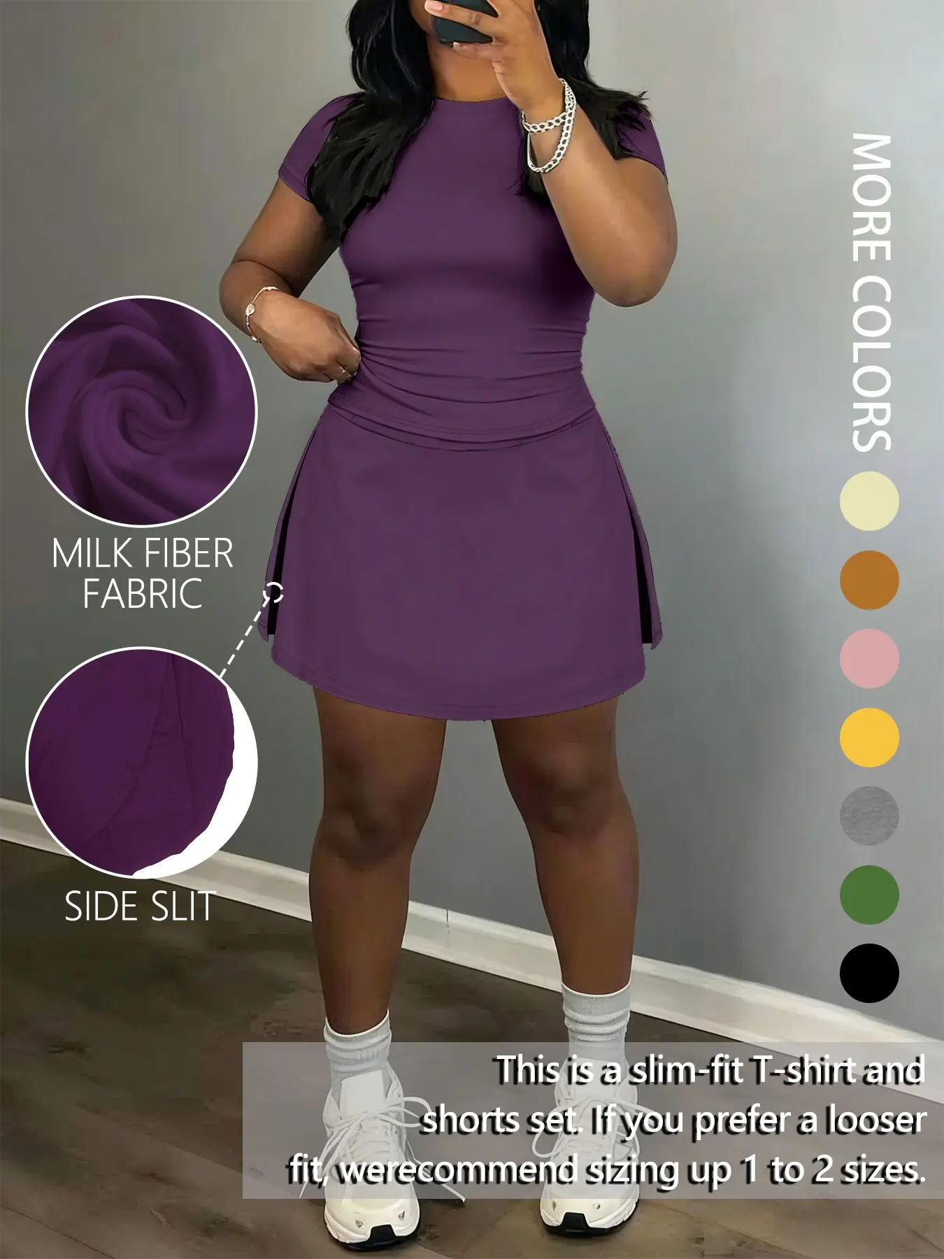 Women's Short-Sleeve Tee Casual Sporty 2-Piece Set, Fashionable Daily Wear and Active Lifestyle Outfit, Workout Summer Athleisure Activewear Set, Activewear Fitness Outfit