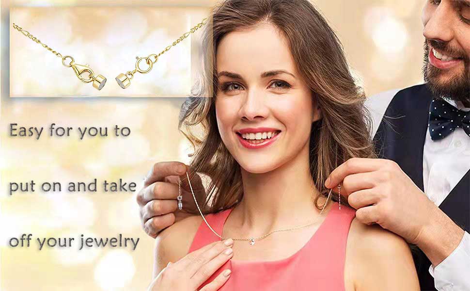 Magnetic Necklace Clasps and Closures 18K Gold and Silver Plated Bracelet Converter Clasp,Suitable for Necklaces Chain Extender