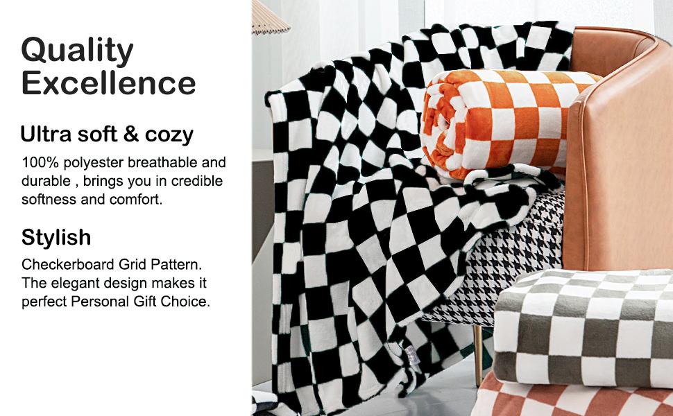 Plaid pattern flannel blanket, soft and comfortable, suitable for sofas, beds, armchairs, all-season use, luxurious, warm and cozy (black, 50*60)