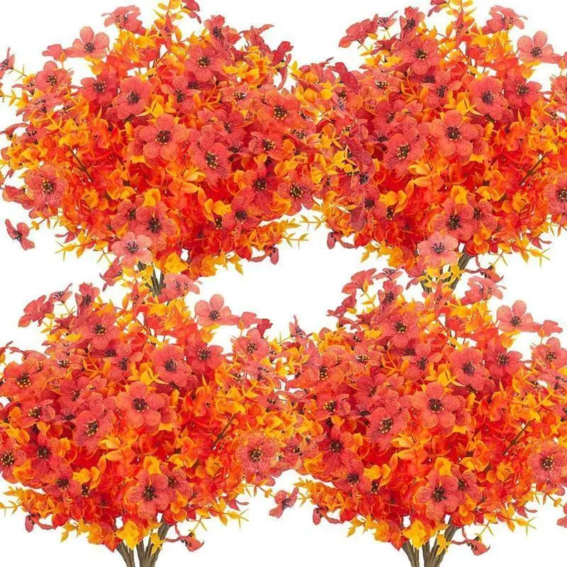 Artificial Flower, Faux Flower Bouquet, UV Resistant Eucalyptus & Violet Stems for Gardens, Yards, Porches, Balconies, and Indoor Home Decor, Fruit