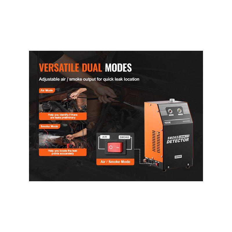 VEVOR Automotive Smoke Machine Leak Detector, EVAP Smoke Machine Leak Tester with Built-in Air Pump, Dual-Mode Vacuum Pipeline Fuel Diagnostic Detector for DC12V Cars, Motorcycles, Trucks, Boats, ATVs