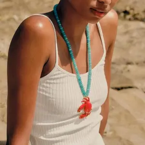 Trendy New Summer Cute Ocean Style Crab Pendant Necklace Beach Vacation Creative Jewelry Gift