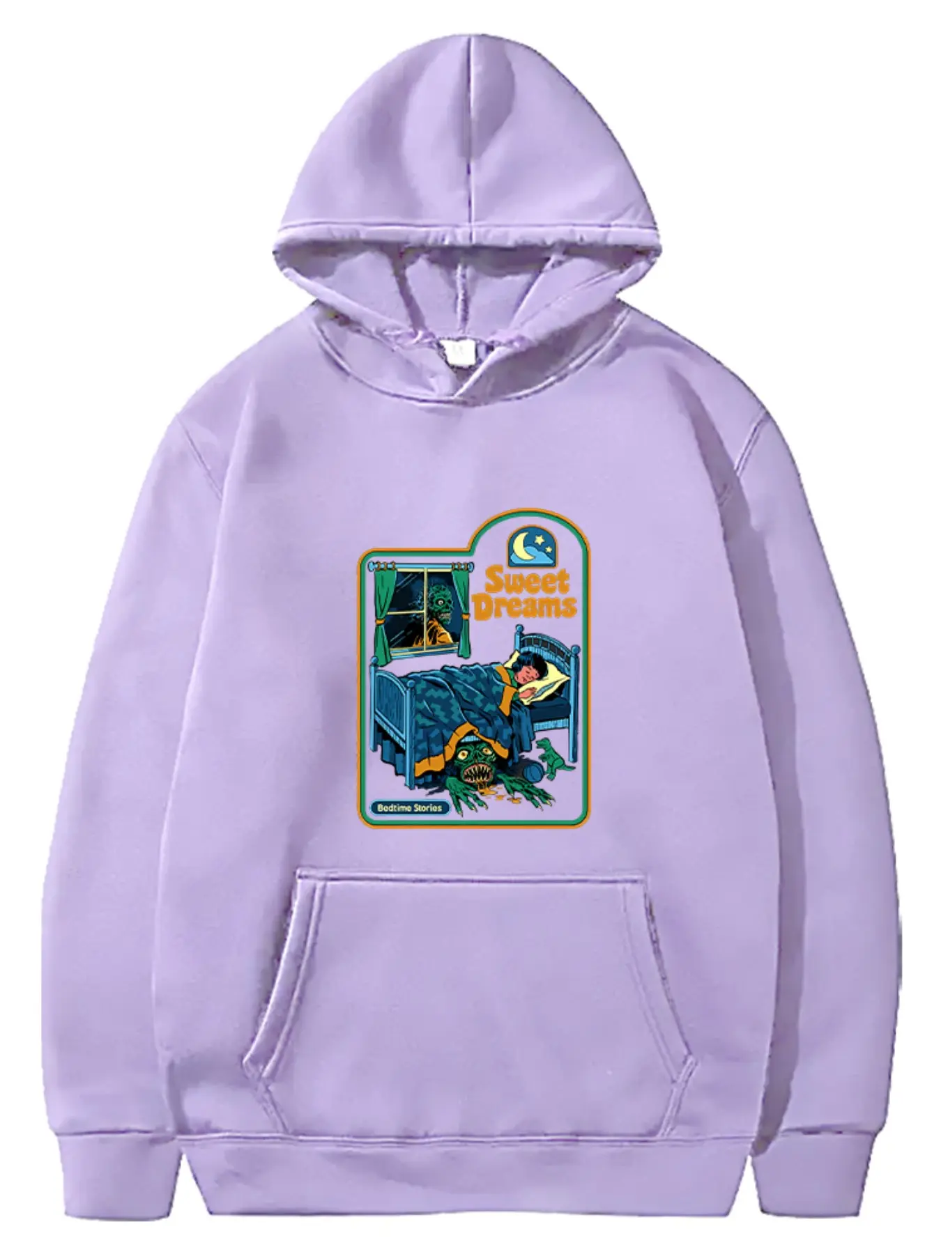 Sweet Dreams Casual Loose-Fit Hoodie, Comfortable Long Sleeve Print Top, Unisex Fall Winter Fleece Lined Sweatshirt