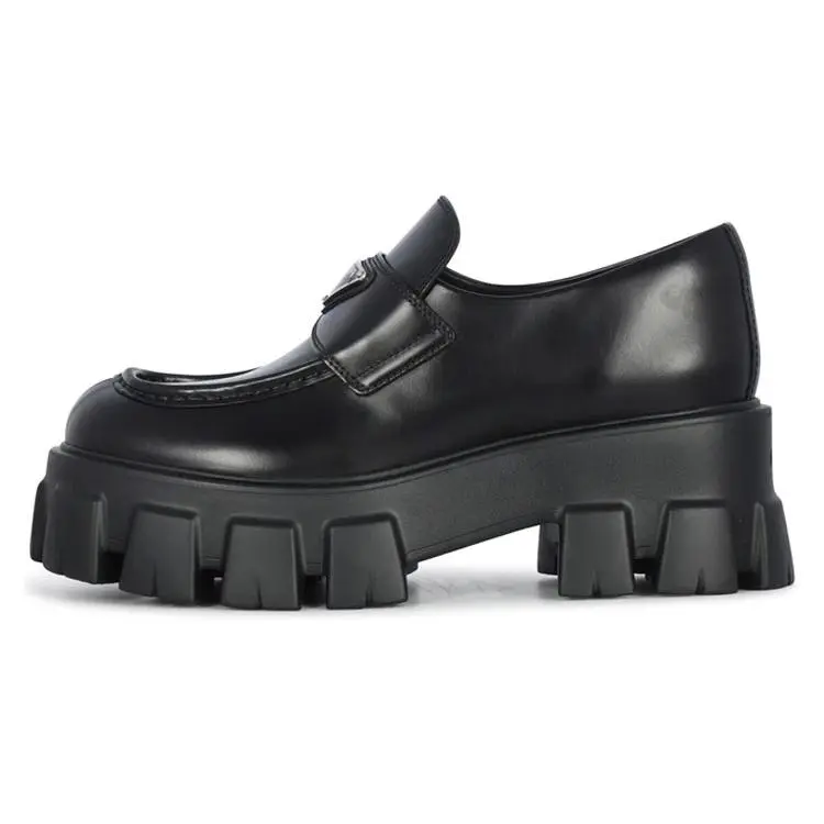 Prada Monolith Women's Minimalist Glossy Flat Loafers Verifiable, with credentials and supporting global authentication