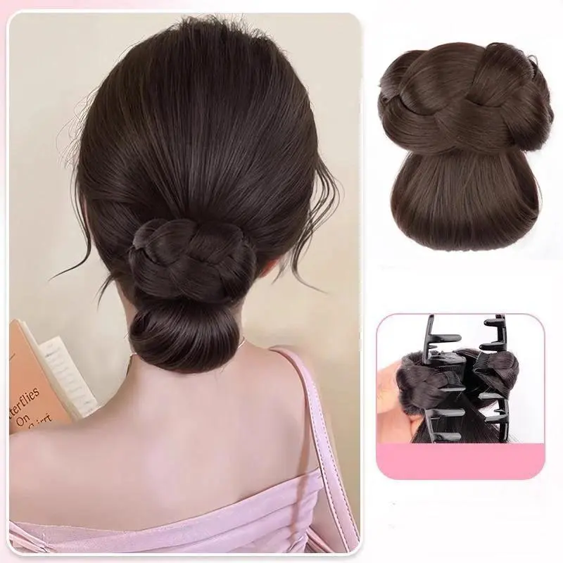 Synthetic Hair Bun Wig Hair With Claw Clip Low Updo Hair Accessory for Women Hairpiece