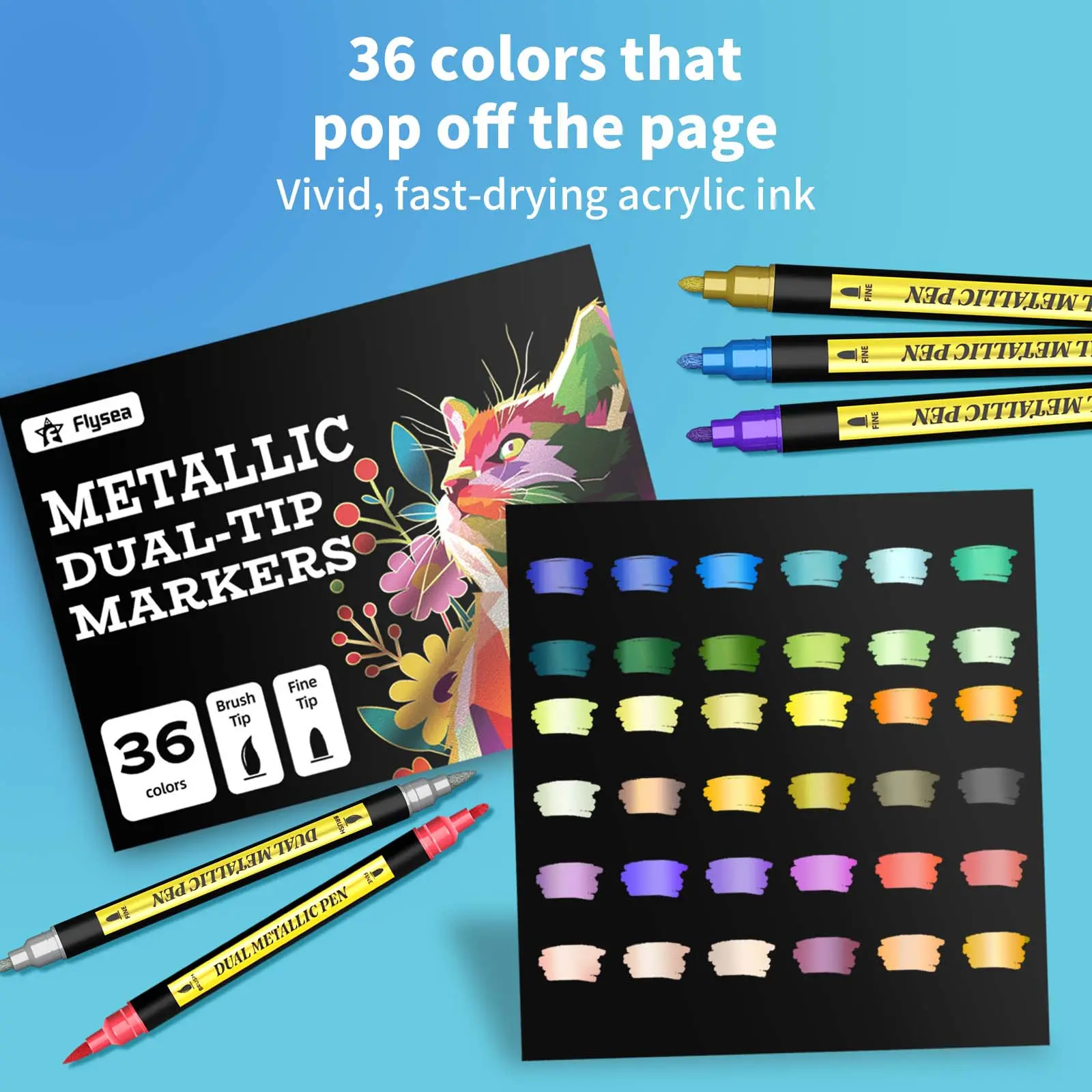 36-Color Dual-Tip Metal Acrylic Marker Set, Easy Switching Design, Vibrant Colors, Ideal for Shoes, Glass, Metal, Cards, Stones, Paper Art
