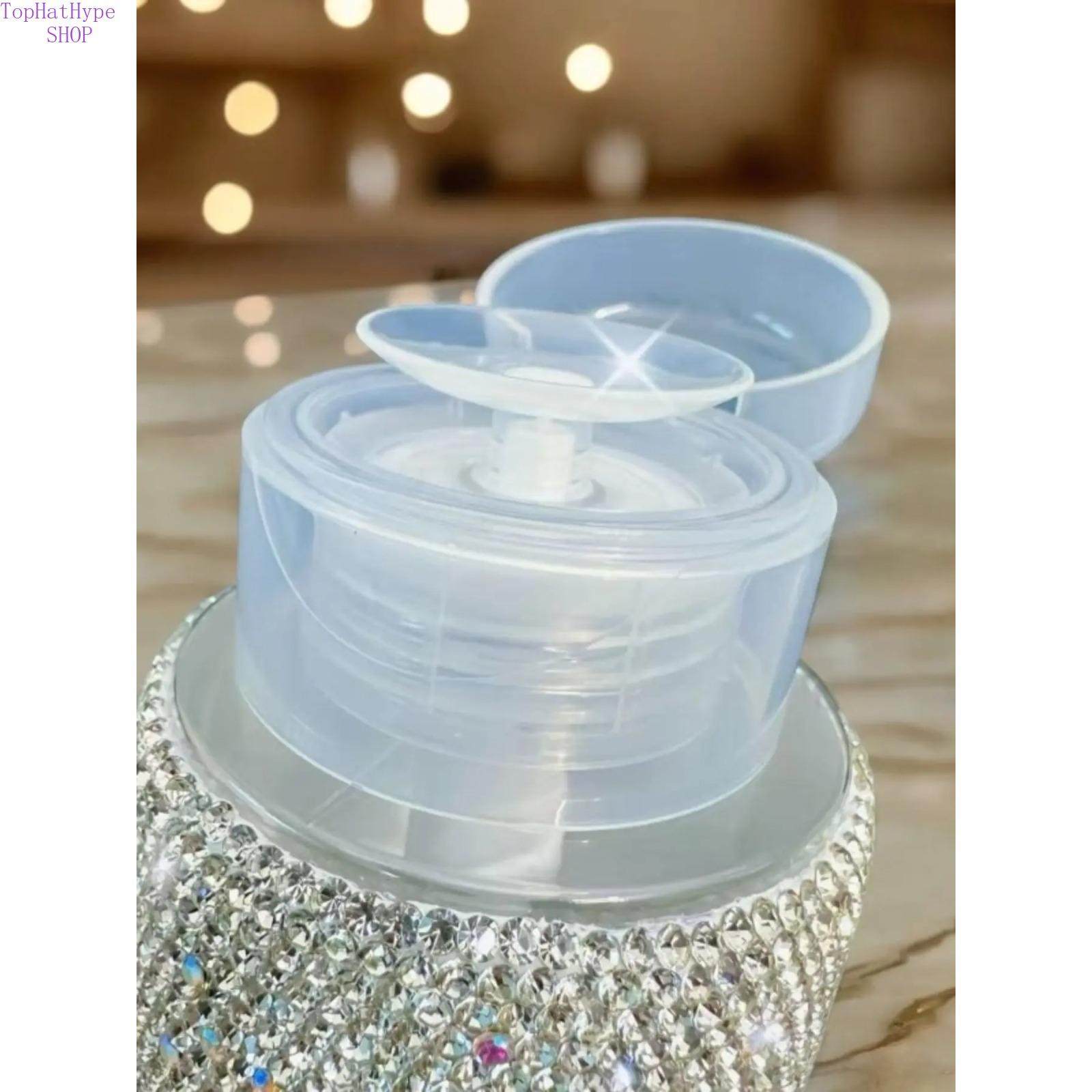 Bling Rhinestone Pump Dispenser Bottle for Nail Art, Full Rhinestone Refillable Empty Container for Makeup Remover, Toner, Liquid Cosmetics & Alcohol, Portable Leak-Proof Design Luxury Beauty Tool for Travel Salon Daily Use