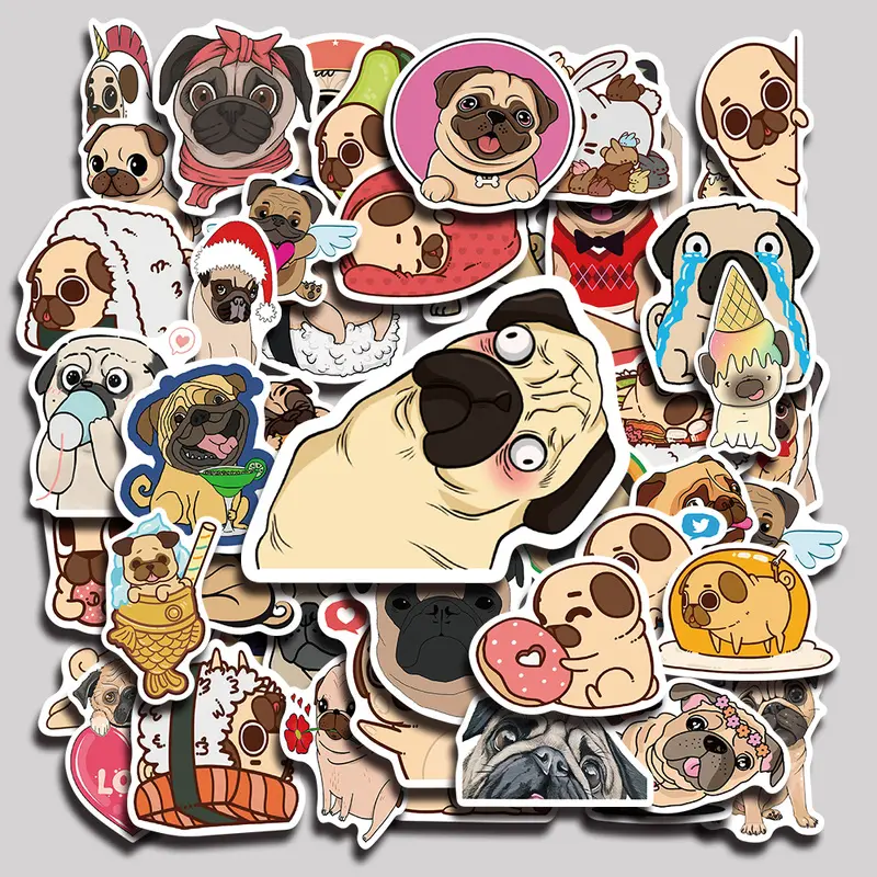 50PCS Pug 2 Aesthetic Vinyl Stickers Pack for Laptop Water Bottle Phone Case Skateboard Journal Scrapbook DIY Decoration