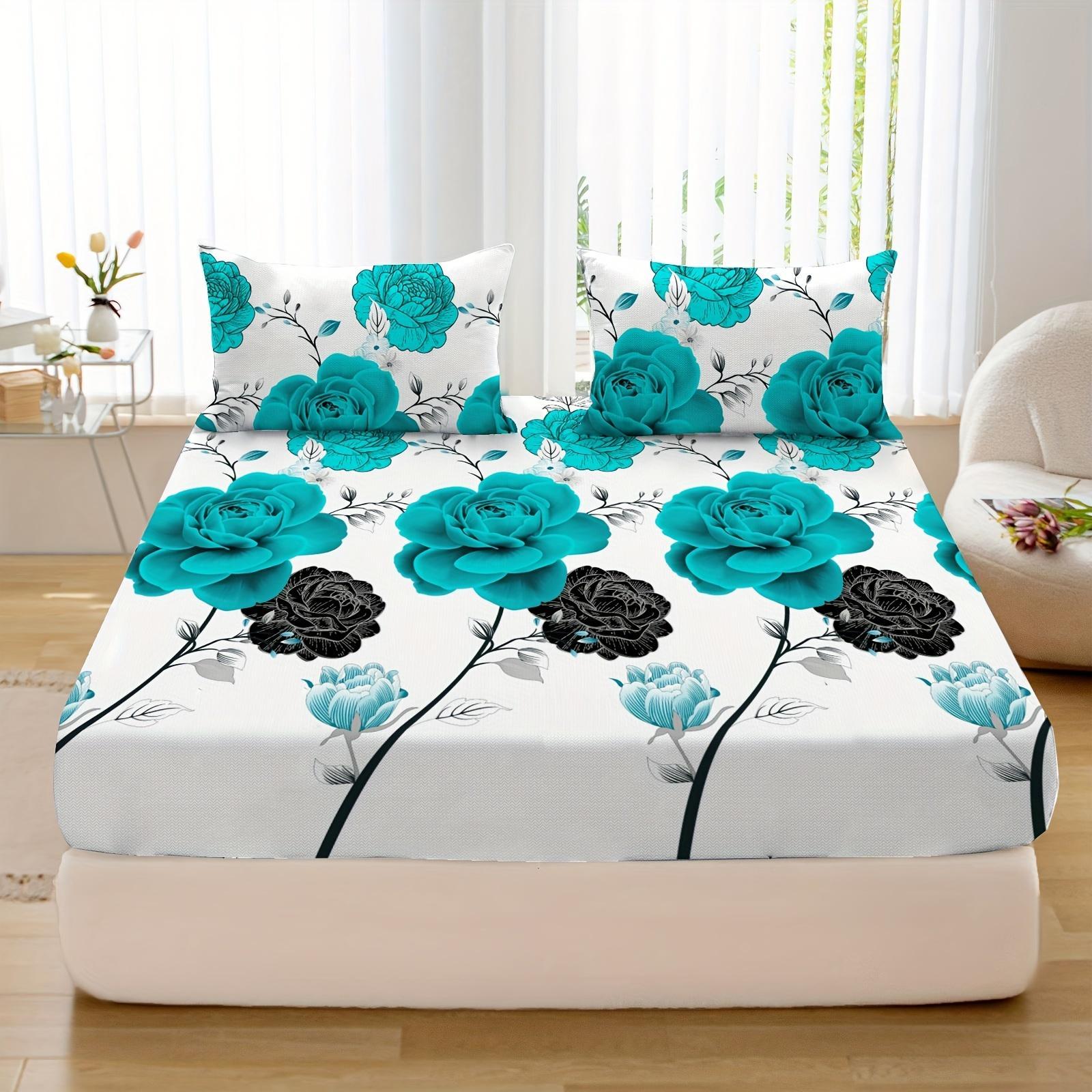 Floral Pattern Bedding Set, 1 Count Bedspread & 1 Count Fitted Sheet & Pillowcase without Filler, Soft Comfortable Bedding Set for Home Bedroom, Comfy Bed Sets, Bed Sheets Set