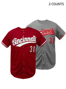 Men's #30 Baseball Jersey, Casual Loose-Fit V Neck Breathable Sportswear, Embroidered Letter Design,  Suitable for Baseball, Outdoor Activities, Team Sports - All-Season Wear