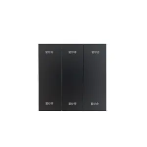 86-Type Black Dual Frequency Control Panel with 433MHz RF Remote for Smart Electric Curtain Motor