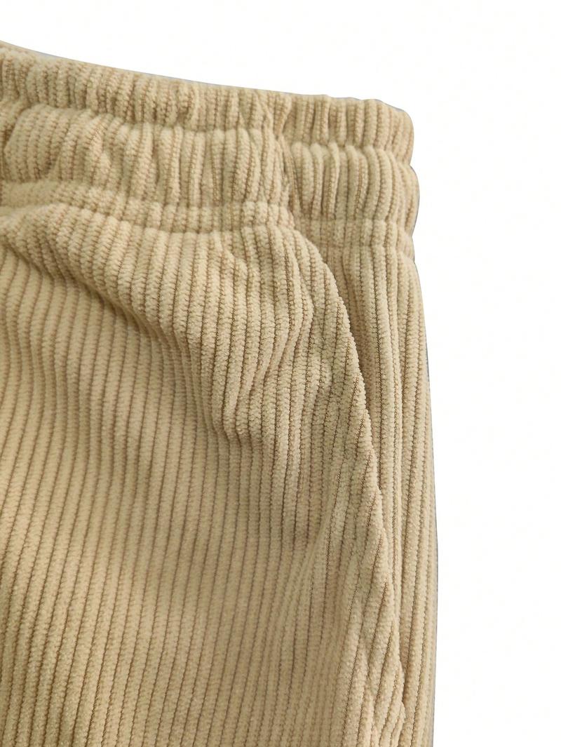 Women's Straight Leg Corduroy Pants Featuring Drawstring Elastic Waist, Fit for Casual, Sports, Hiking, Spring/Autumn