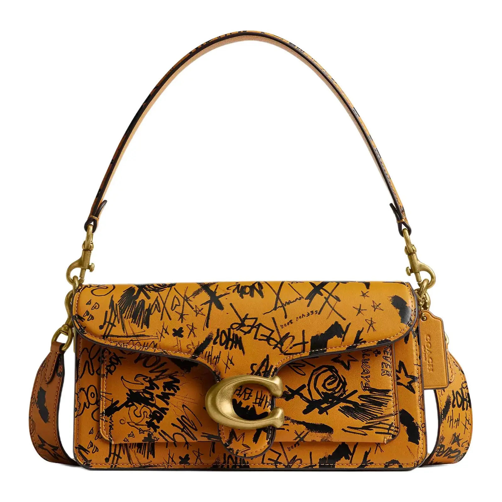 COACH Tabby 26 Graffiti-Print Leather Handbag for Women with Metallic Accents, Multicolor