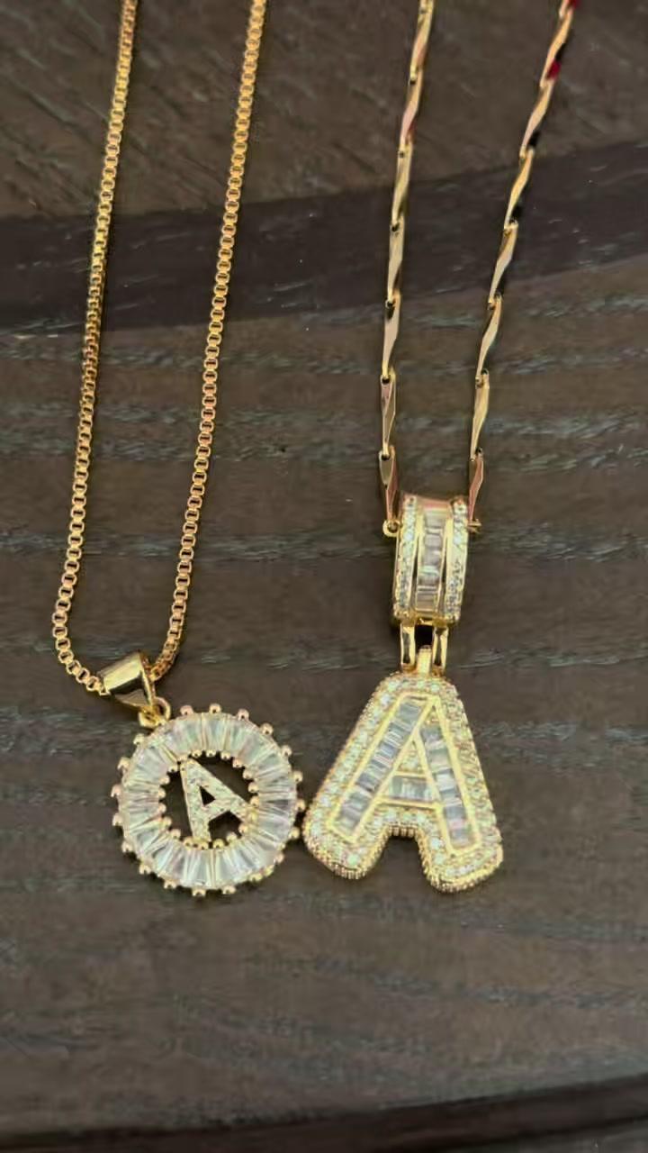 2 Pack Initial Necklace Set - Zircon Letter Pendant for Women, Valentine's & Birthday Gift