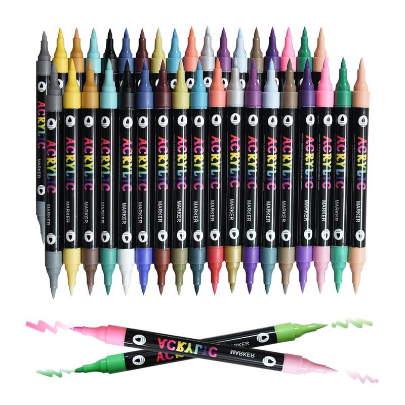 24-120 Colors Acrylic Paint Pens, Dual Tip Markers with Brush Tip, Ideal for Rock Painting, Wood, Canvas & More, DIY Craft Supplies, Art Marker Set