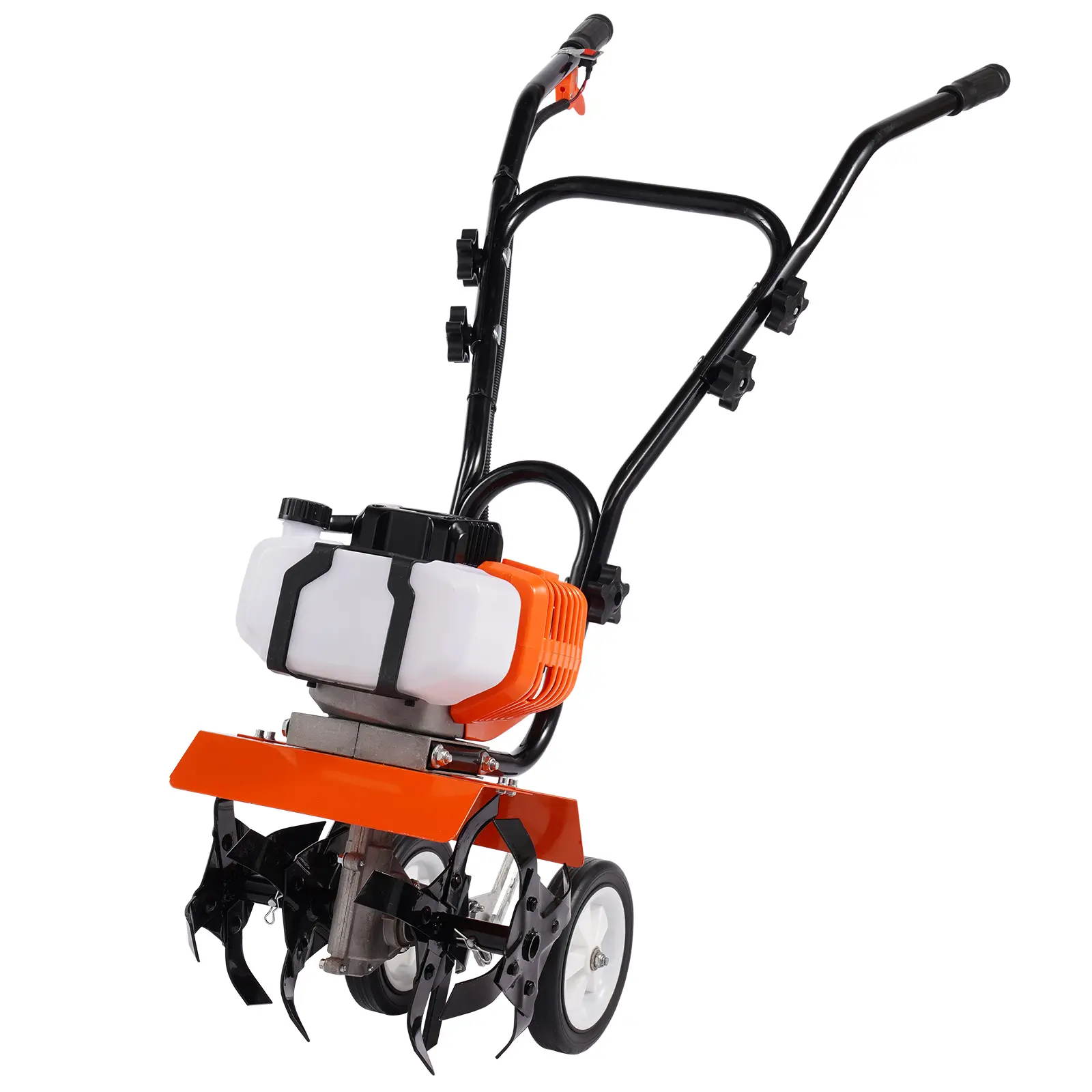 Tiller Cultivator, 43cc Stroke Garden Cultivator, Tiller with 4 Steel Adjustable Front Tines for Lawn