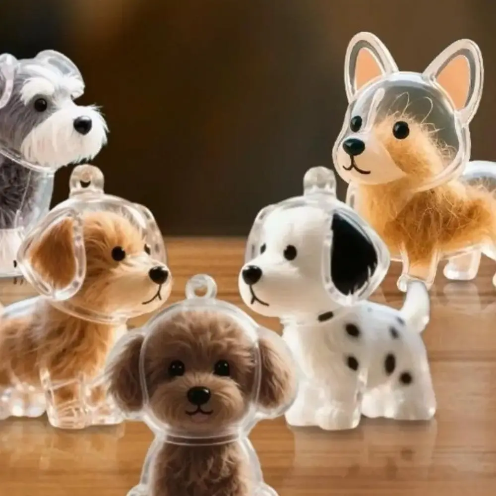 Transparent Acrylic Pet Hair Storage Box Pendant Keychain, Cute Sitting Dog Design with Detachable Chain Link, Sturdy Ring Attachment Durable Organizer for Keys & Bags, Thoughtful Pet Memorial Gift for Dog Lovers