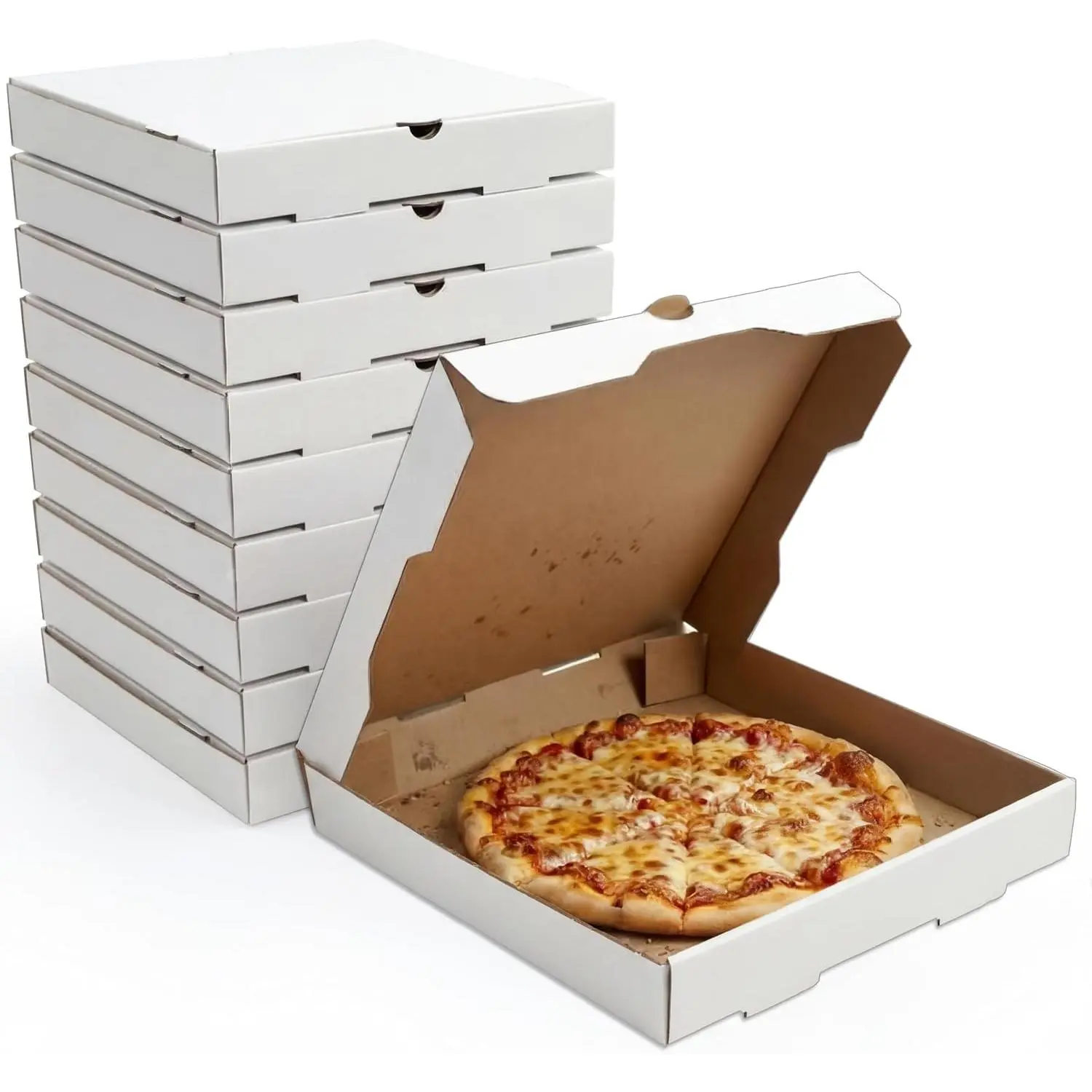 12 x 12 x 1.75 Inches (30 Pack) White Corrugated Cardboard Pizza Boxes Keep Your Pizzas Baked Goods Hot & Steamy