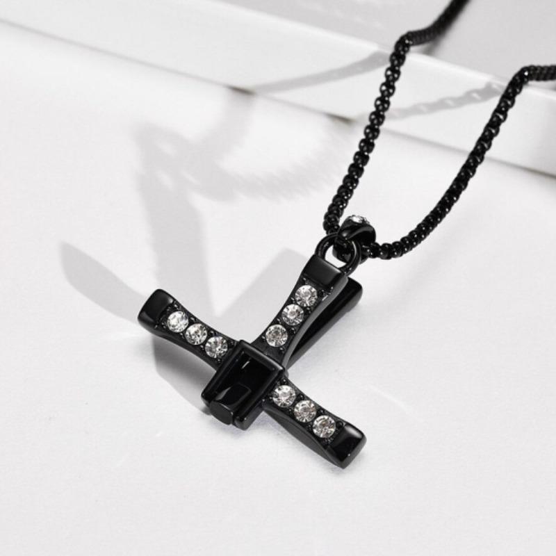 Cross Necklace for Men, Cross Pendant Necklace Stainless Steel Chains Sterling Silver Necklace Men's Cross Chain Jewelry Link Chain for Boys Fast and Furious