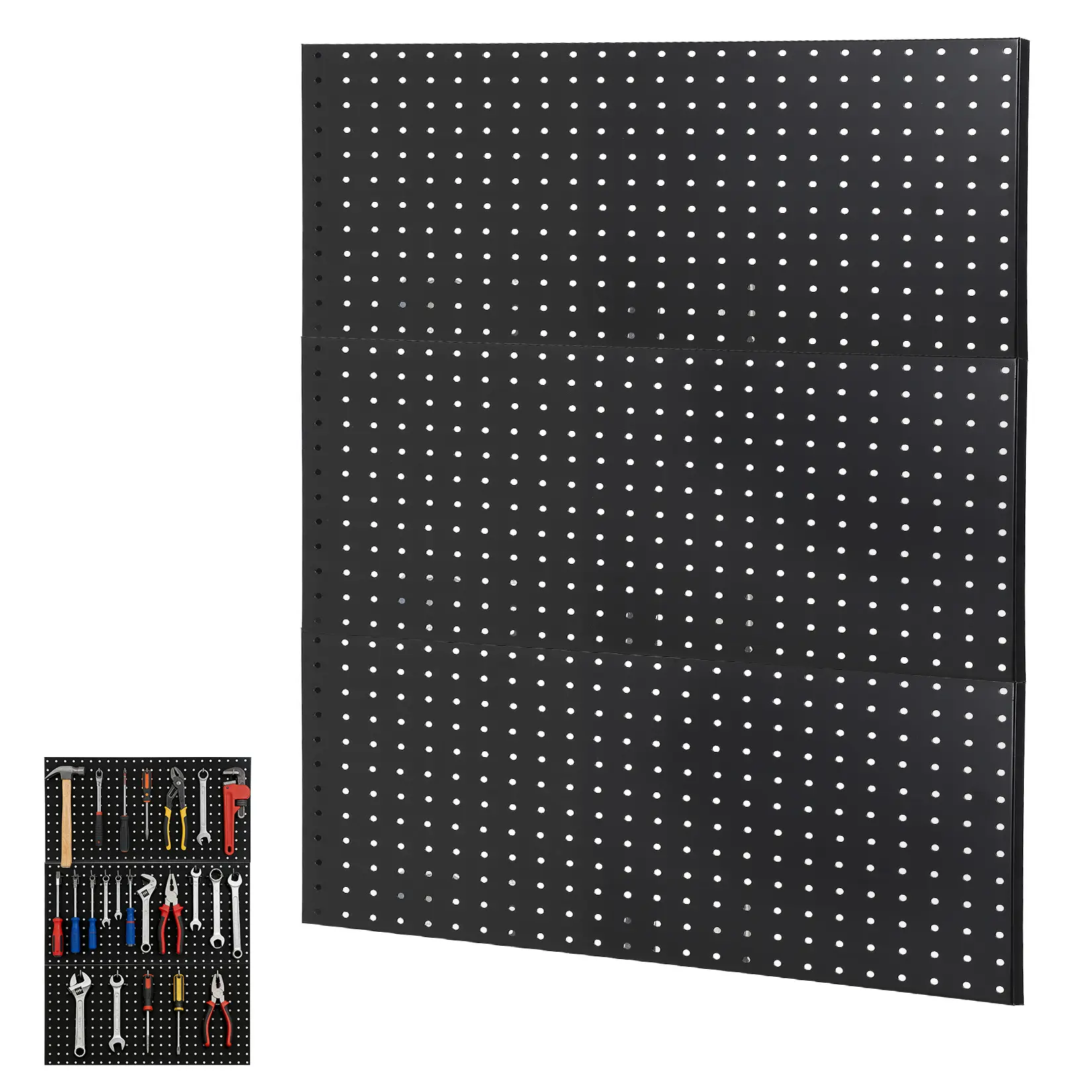 Garvee 3-Piece 24x12 in Steel Pegboard Wall Organizer, Heavy-Duty Modular Tool Storage Panels, Flexible Layout for Workshop Users, Garage, Three Pieces