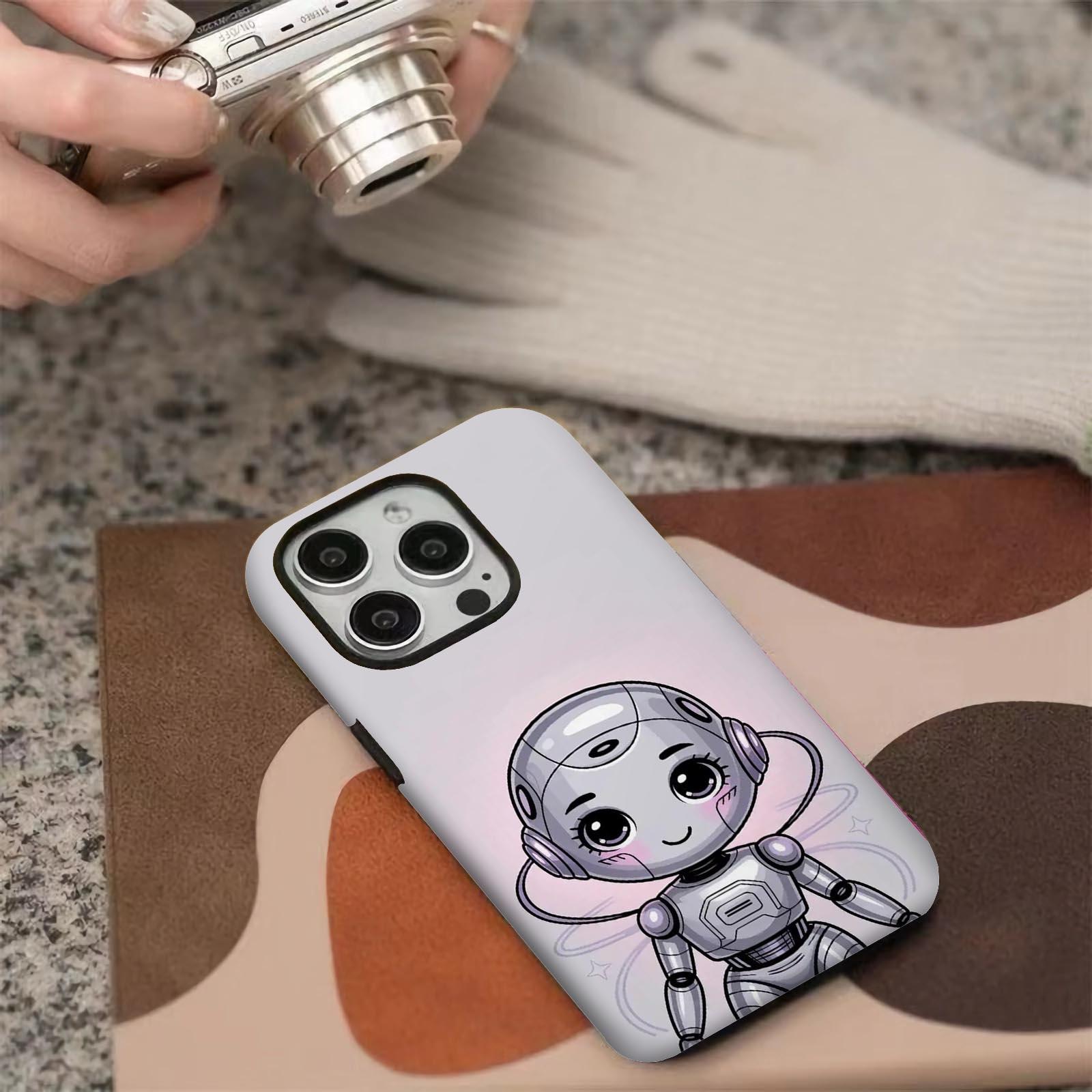 Cute, robot, cartoon Soft And Hard Two-In-One Film Printed Full Pattern Case For IPhone 16 15 14 13 1211 Pro Max Plus Phone Case