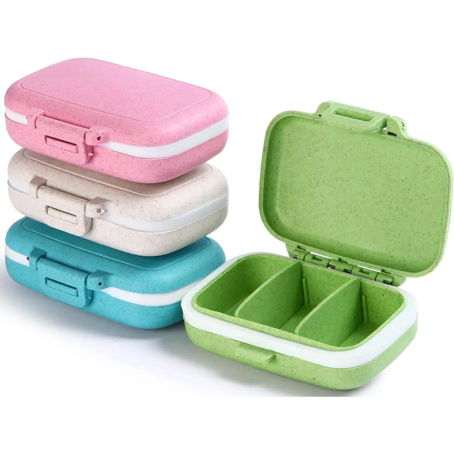 4 PC Pill Case 3 Removable Compartments Pill Box BPA-Free 3 Times Day | day pill organizer AM-PM Travel Pill Organizer for Pocket or Purse storage vitamin, fish oil or medicine