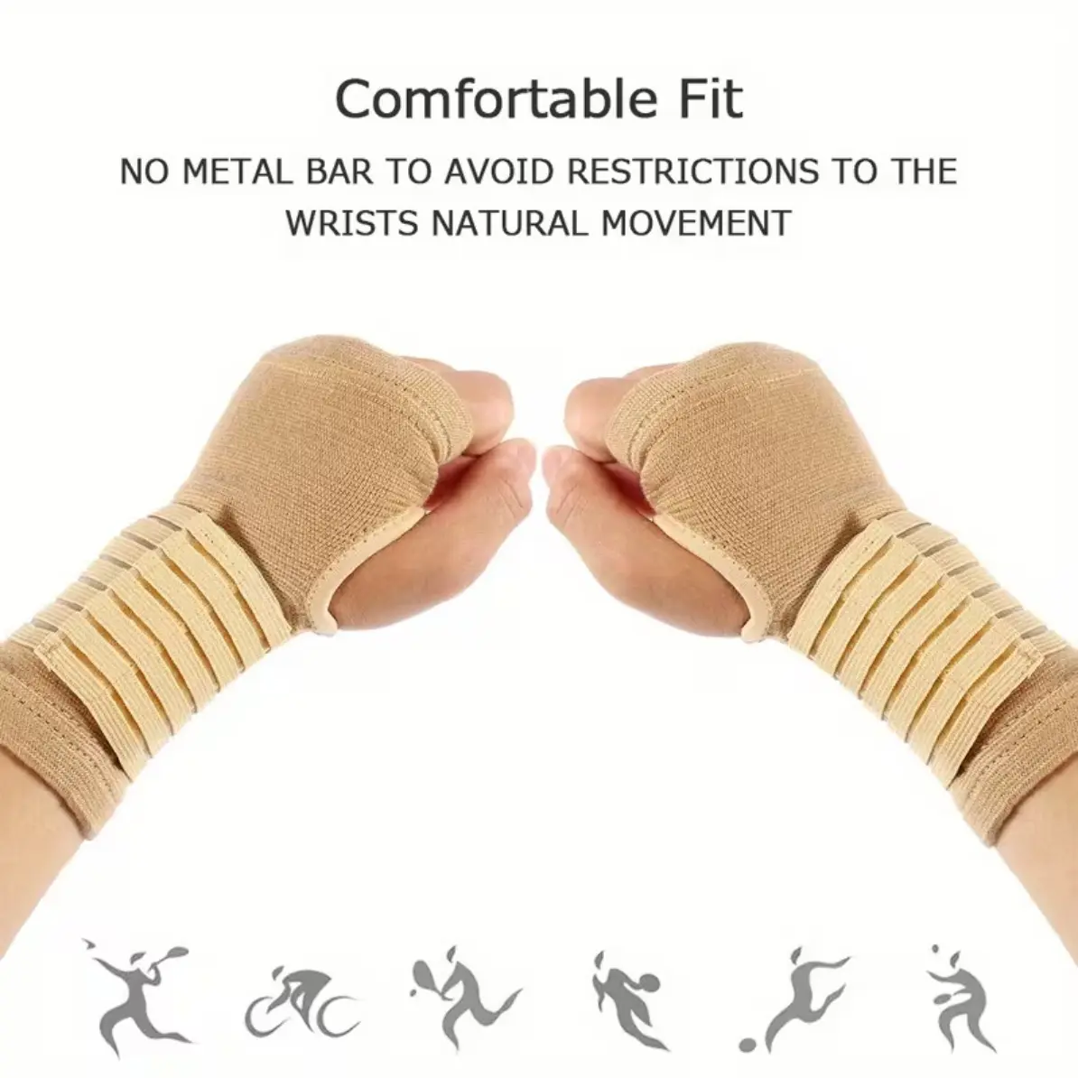 Thickened Compression Palm Protector, Breathable Sports Gloves with Wrist Support, Elastic Wrist Strap Palm Pads for Cycling, Workout & Fitness Training