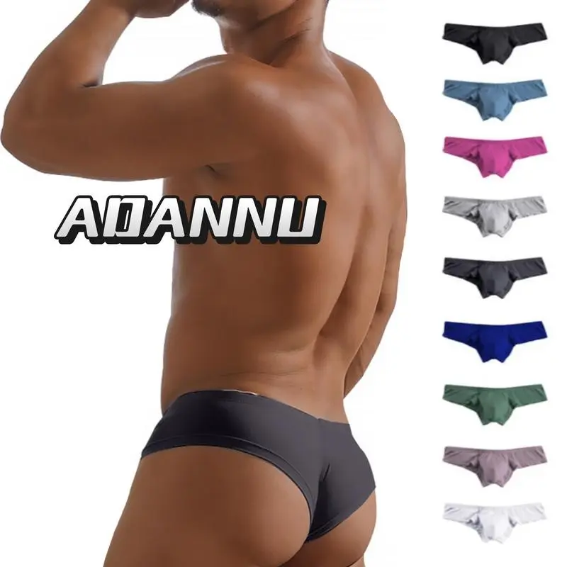 Men's Modal Seamless Low-Rise Solid Color Sexy Half-Pack Butt Big Low Waist Sports Triangle Underwear