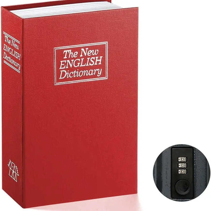 Password Lock Book Safe, Metal Hidden Bookcase Safe, Combination Lock, Cash Jewelry Storage, Home Office Safe, Travel Portable Safe