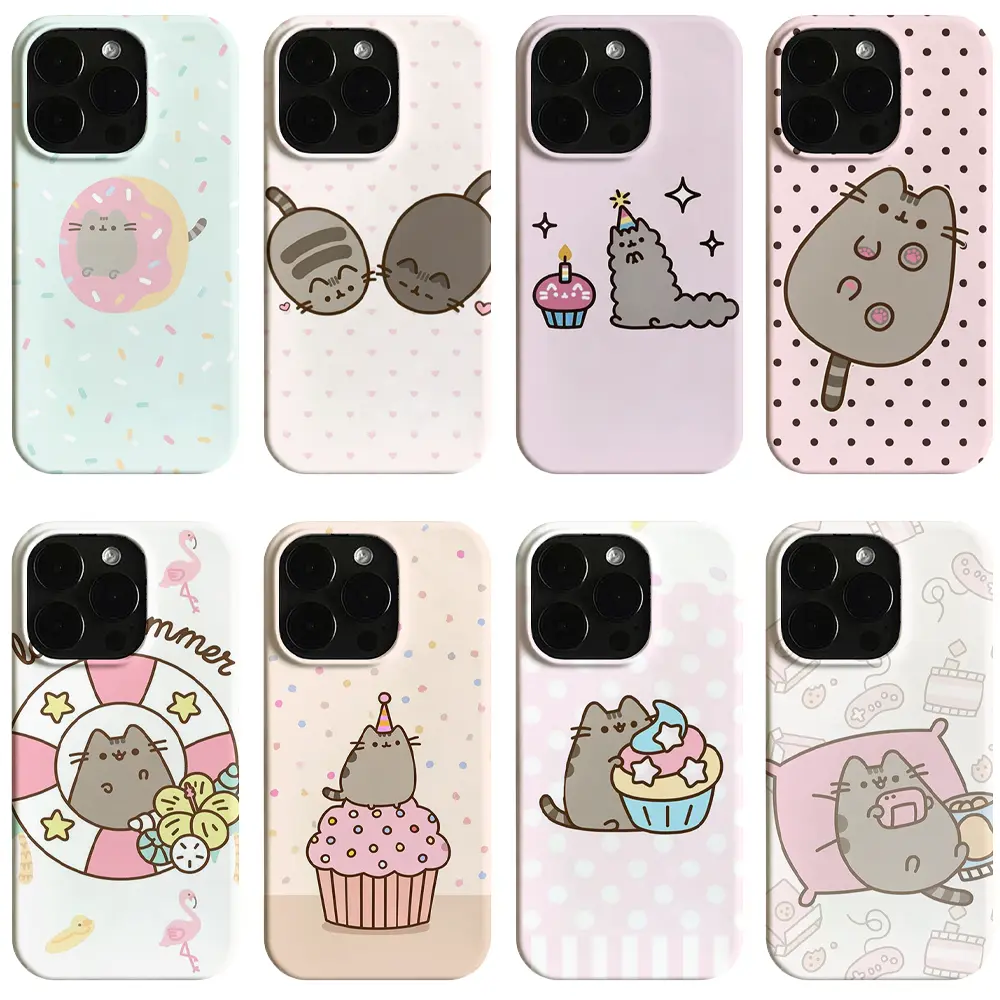 Summer Pool Lazy Pusheen Graphic Gloss Hard Film Protective Smartphone Casing For iPhone 17 ProMax, Air, 16 Pro, 15, 14 Plus, 13, 12 & Samsung S23-S26, Handheld Cellphone Devices Casual Gift For Girlfriend