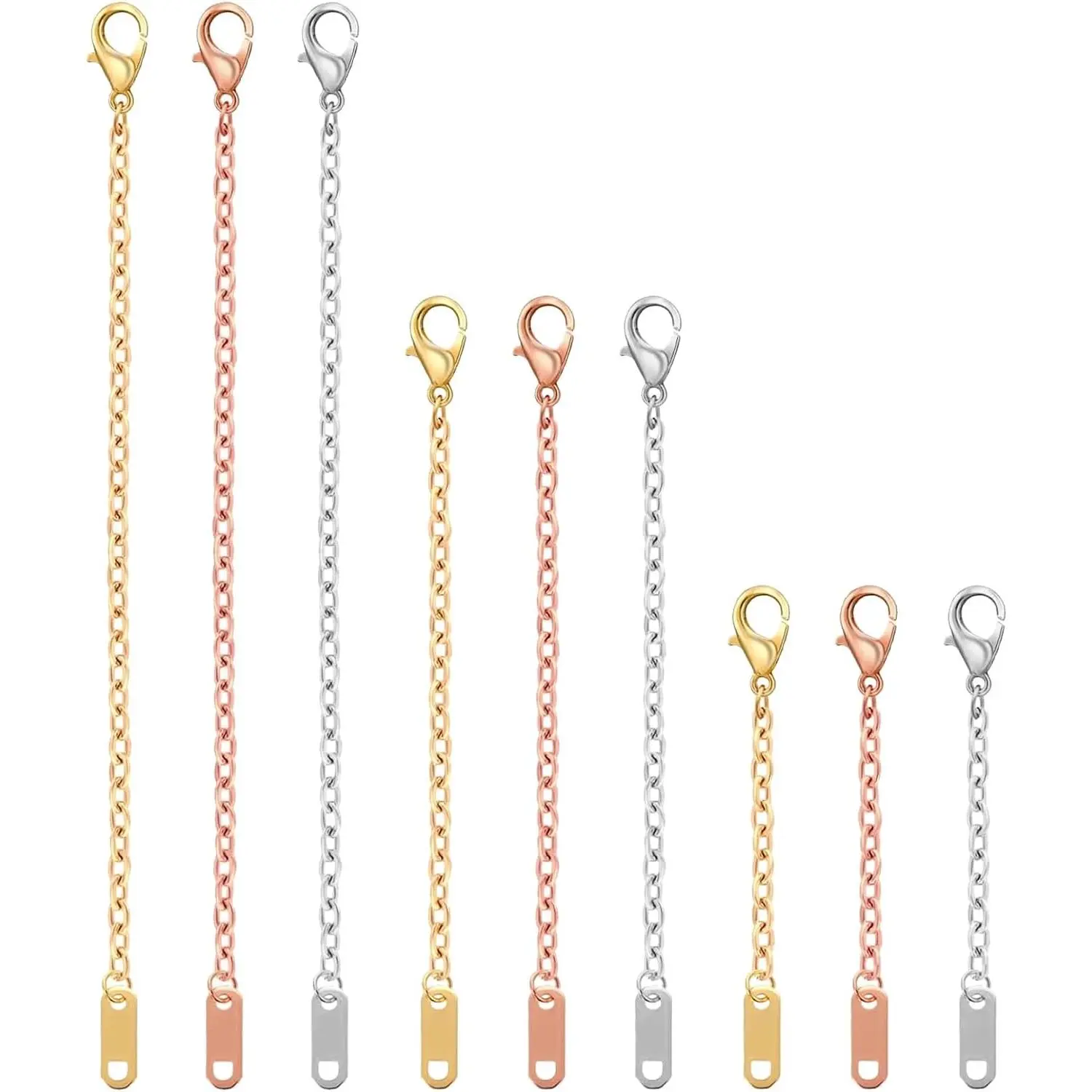 9 count Necklace Extender, Rose  Necklace Extender, Alloy Necklaces Chain Extenders for Necklaces Bracelet Anklet, Delicate Chain Extenders (//Rose , 5/10/15cm)