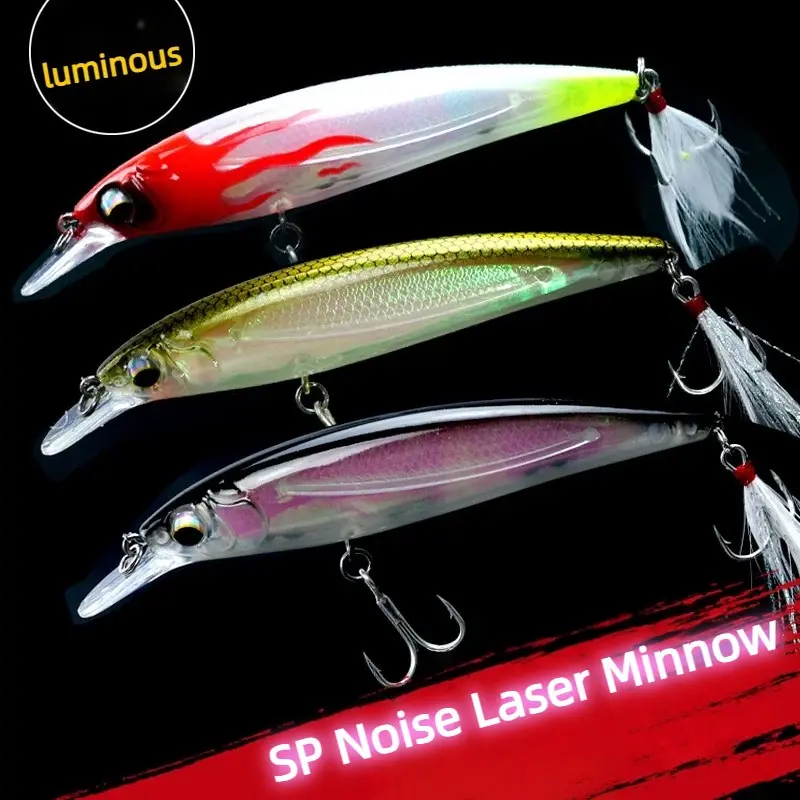 Lure Float Fishing Lures, Laser Fake Bait with Sound Beads, Glow-In-The-Dark Freshwater and Saltwater Fishing, Kingfisher Bass Bait