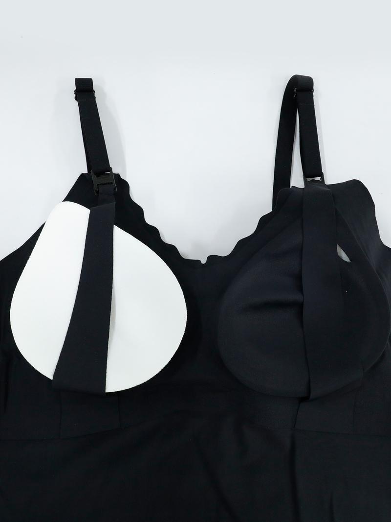 Women's Solid Color Lace Trim Nursing Cami Top, Maternity Nursing Tops, Comfortable Breathable Soft Fabric Maternity Bra for All Seasons, Maternity Lingerie for Women