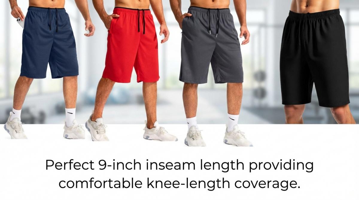 Men’s 9’’ Quick Dry Athletic Shorts Lightweight Breathable Mesh Running Workout Shorts with Pockets for Gym Sports Basketball Outdoor Training Active Wear