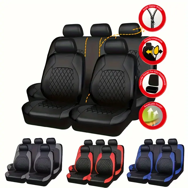 Five seater universal, car seat cover, Automotive seat covers, fashionable sports seat cover, PVC fabric car seat cover, universal interior accessories, suitable for sedan, 5-seater, SUV， truck, MPV, seat covers for trucks, car seats covers