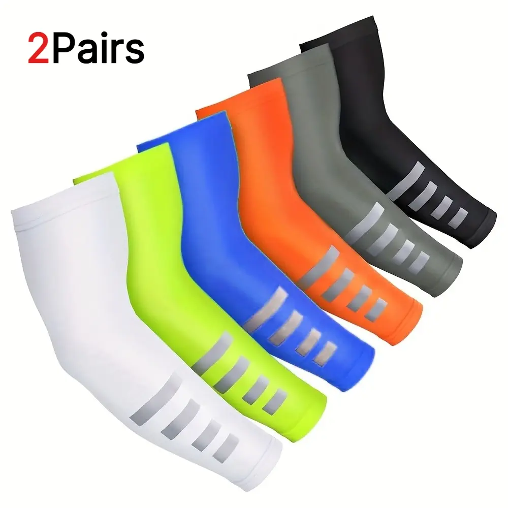 2 Pairs UV Sun Protection Arm Sleeves for Men Women Reflective Cooling Compression Sleeves Golf Outdoor Sports
