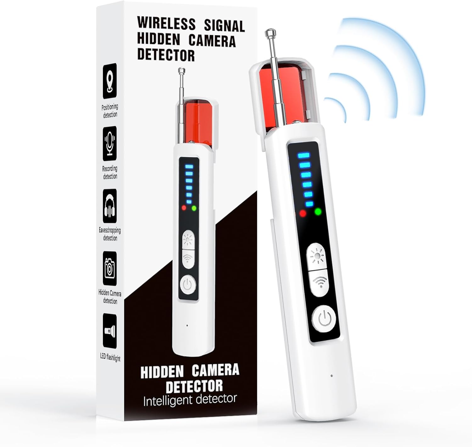 Portable Camera Detectors, Bug Detector,GPS Tracker Detector,Rf Wireless Signal Scanner For Home, El, Travel, Office, Bathroom, 6 Levels Sensitivity